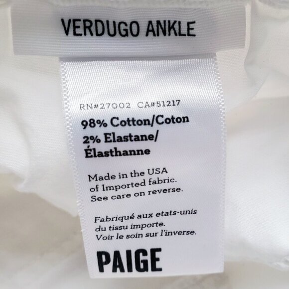 PAIGE Verdugo Ankle Skinny Jean Raw Hems Distressing Size 27 - Picture 10 of 16